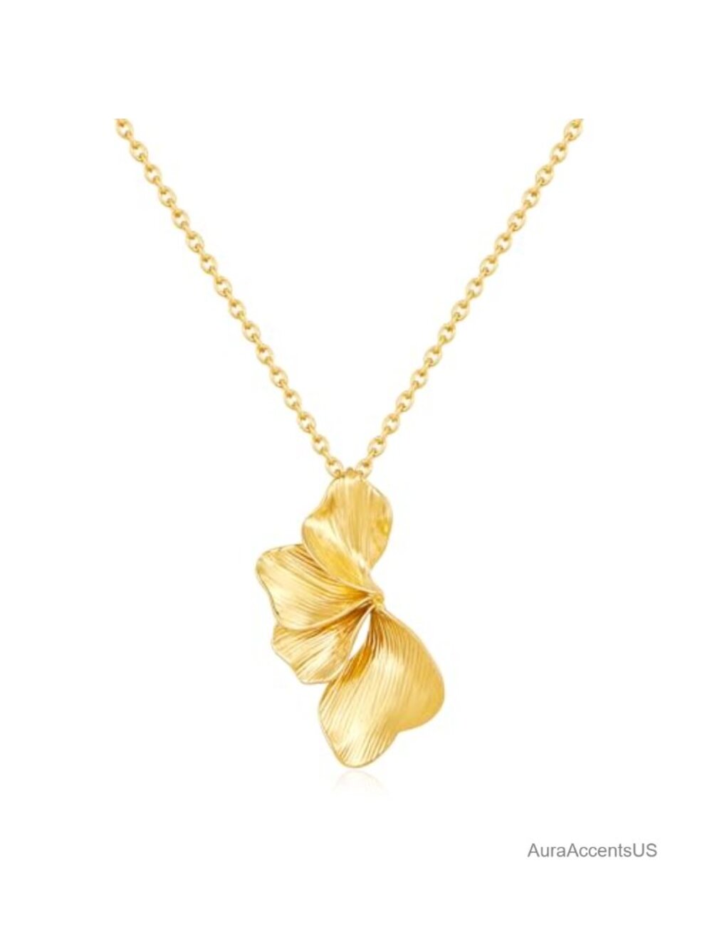 14K Gold-Plated Brass Big Flower Pendant Necklace Chunky Chain Wedding Prom